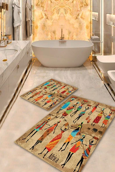 Multi  Taban Africa Banyo Paspas Takımı  BPS-1814 - 2