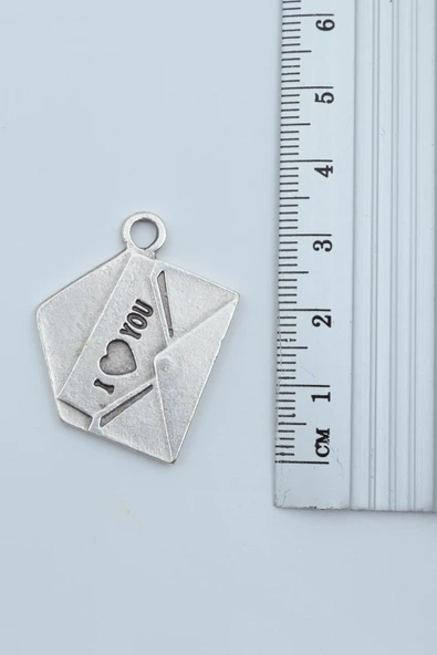 I Love You Mektup Gümüş Kaplama Örme Zincir Kolye - Resim 3