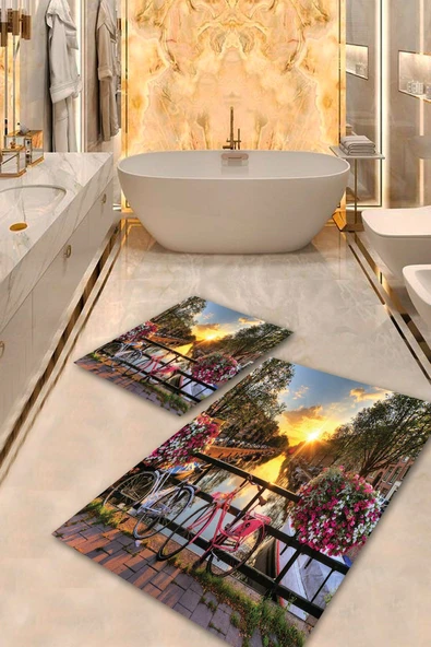 Multi  Kaymaz Taban Doğa Banyo Paspas Takımı  BPS-2034 - 2