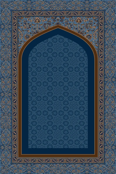 Makinede Yıkanabilir Leke Tutmaz  Mavi Keçe Seccade | Namazlık Kaymaz Taban, Süngerli Diz Dostu Tasarım AHS961-1 - Resim 2