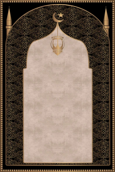 Seccade Diz Ağrıtmayan Kalın Halı Seccade Namazlık Siyah - Resim 2