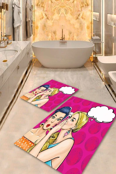 Multi  Kaymaz Taban Figürlü Banyo Paspas Takımı  BPS-2023 - 2