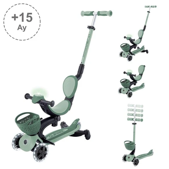 Globber Go Up Baby 360 Işıklı Scooter - Zeytin Yeşili
