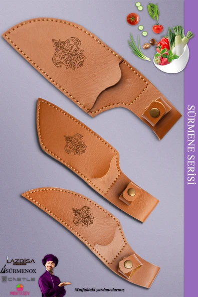 Sürmene Serisi Mutfak Kamp Şef Bıçak Seti Et Ekmek Sebze Kamp Şef Bıçağı Siyah 3 Lü Set ( Mft-038 ) - 2