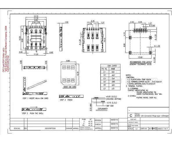 Nano Sim Kart Soket Micro 6 Pin Açılabilir Kilitli Kapak Gsm Akıllı Saat Apple iPhone Cep Telefonu iPad GPS Navigasyon - 8