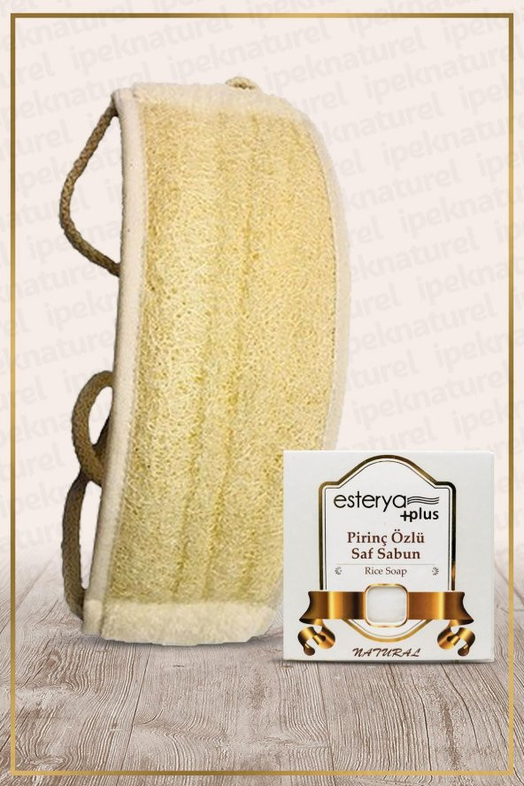 Kabak Lifi Kese Uzun Sırt Tipi Ipli + Pirinç Özlü Banyo Sabunu ürün görseli 1
