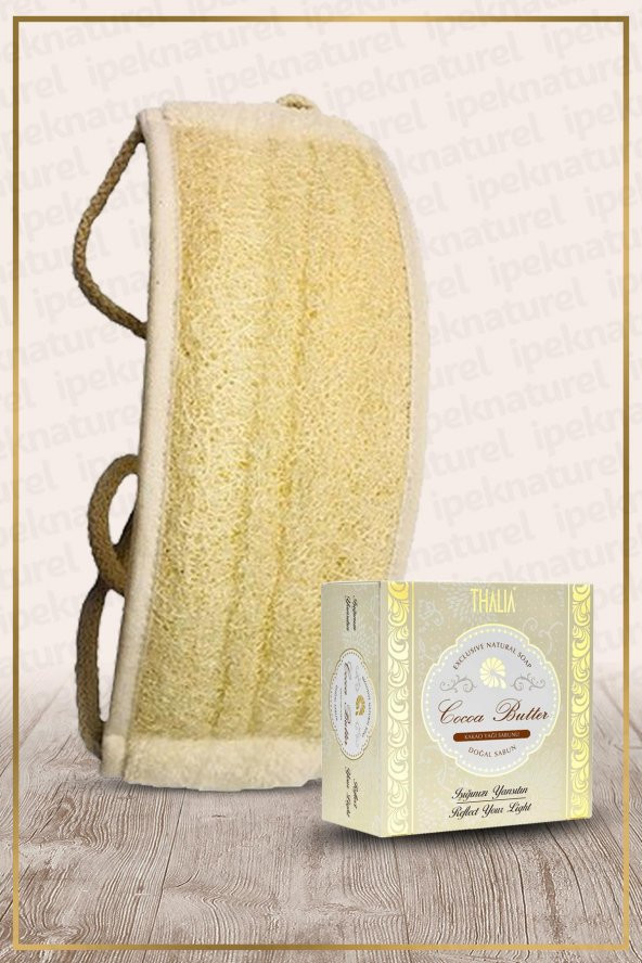 Kabak Lifi Kese Uzun Sırt Tipi Ipli + Cocoa Butter Kakao Banyo Sabunu
