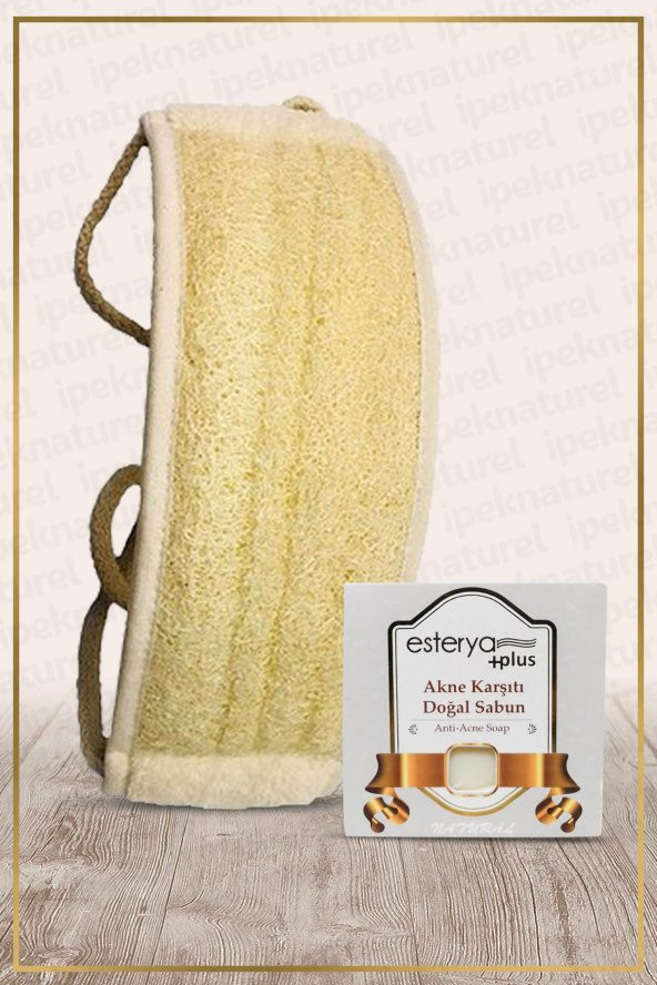 Kabak Lifi Kese Uzun Sırt Tipi Ipli + Akne Karşıtı Banyo Sabunu
