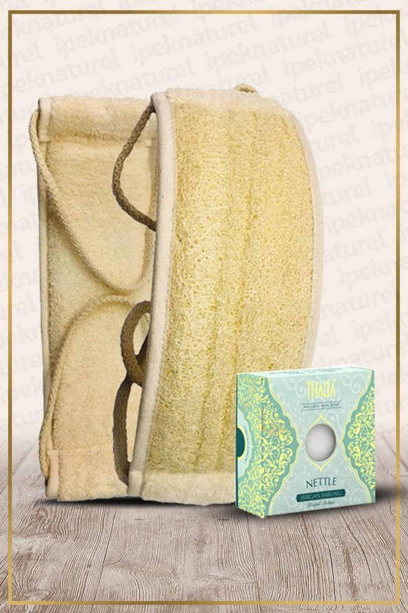 Kabak Lifi Kese Uzun Sırt Tipi Ipli + Isırgan Banyo Sabunu