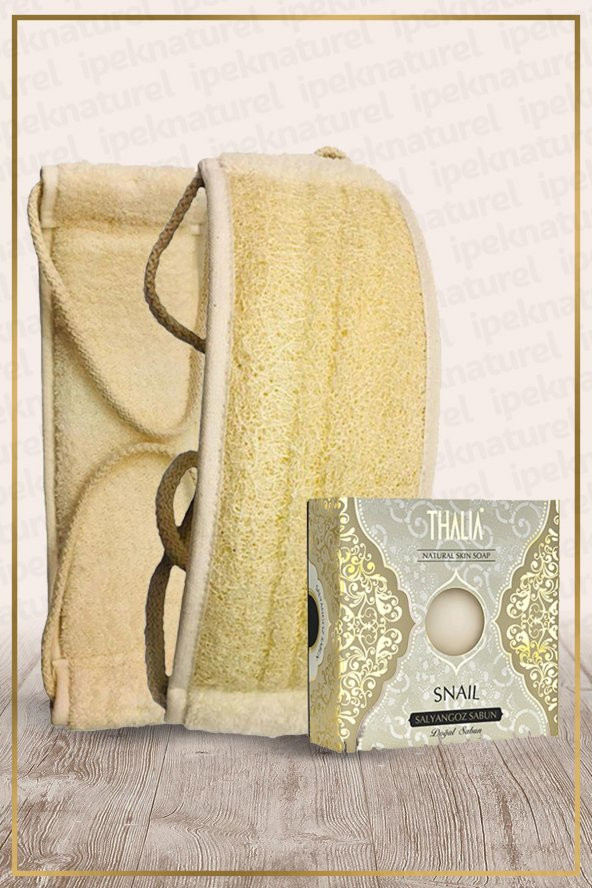 Kabak Lifi Kese Uzun Sırt Tipi İpli + Salyangoz Snail Banyo Sabunu