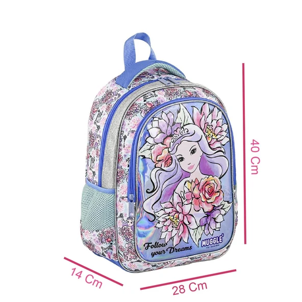 Muggle 2 Bölmeli Princess Çekçekli Okul Çantası Mor (MU-9171) - 5