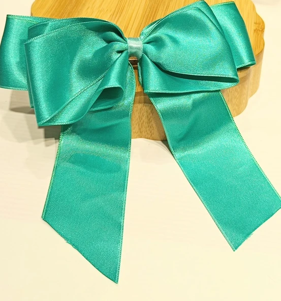 Monalisa Home Lüks  Turkuaz Gösterişli Saten Fiyonk Klips Toka ürün görseli