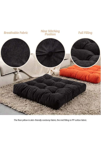 TicaretJet Siyah Yer&palet Minderi 60x60x10 Bahçe Minder Koltuk Minderi - 3