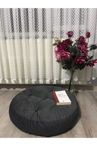 TicaretJet Yuvarlak Antrasit Yer Minderi 60x60 - 3