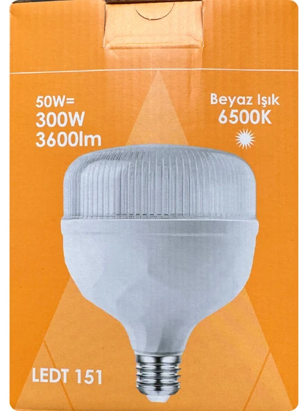 (1 Adet) Osaka 50W (300W) Beyaz Işık E27 Duylu (Kalın Duy) Led Torch Ampul