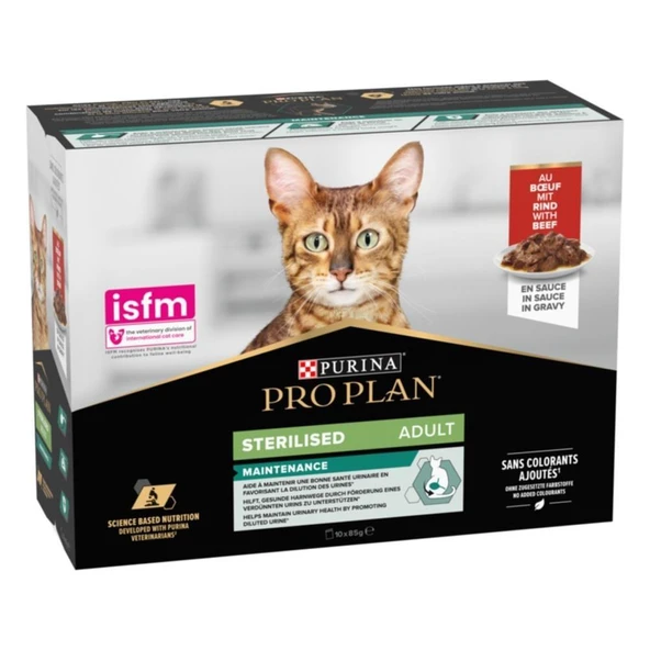 Pro Plan Kedi Yaş Mama Sığır Pouch Kısır Sterilised 10x85 Gr ürün görseli