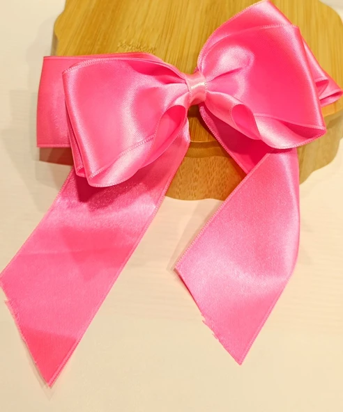 Monalisa Home Lüks Pembe Gösterişli Saten Fiyonk Klips Toka