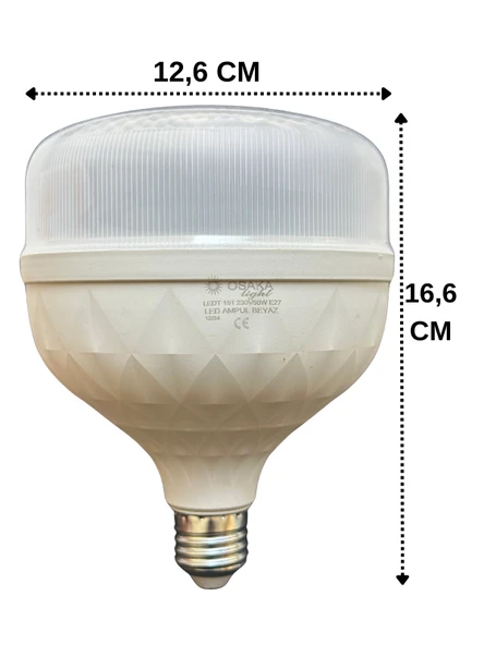 (2 Adet) Osaka 50W (300W) Beyaz Işık E27 Duylu (Kalın Duy) Led Torch Ampul - Resim 3