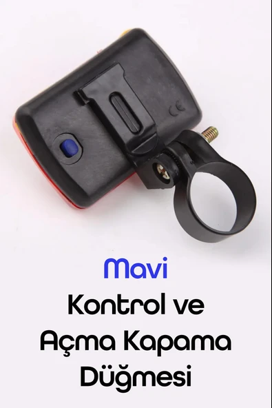 Bisiklet Tekli Arka Işık Pilli 300 Lümen 3 MOD Flaşörlü Bisiklet Arka Farı LED Işık Kırmızı 4445 - 4