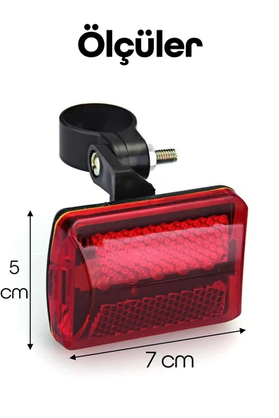 Bisiklet Tekli Arka Işık Pilli 300 Lümen 3 MOD Flaşörlü Bisiklet Arka Farı LED Işık Kırmızı 4445 - 6