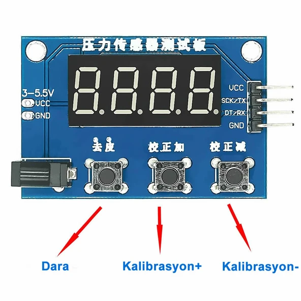 HX711 Gösterge Modülü  Elektronik Tartı 5/10 Kg Ağırlık Sensör Hassas Ölçüm Dijital Ekran Load Cell Basınç Mutfak - Resim 5