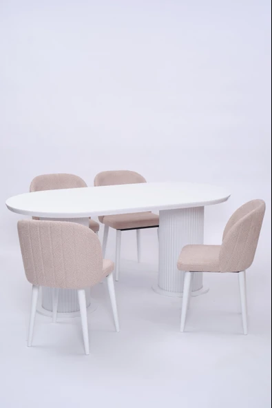 Bohem Göksu Lak Panel Yemek Masa Sandalye Takımı 90x170