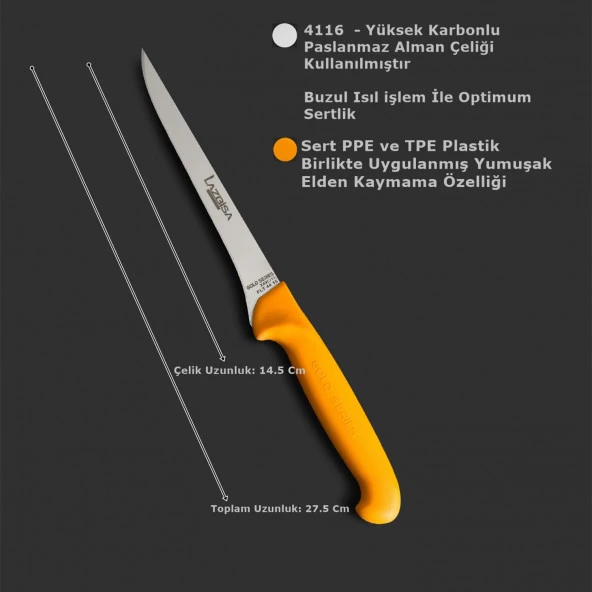 LAZBİSA Mutfak Bıçak Seti Fileto Bıçağı Gold Serisi - 4