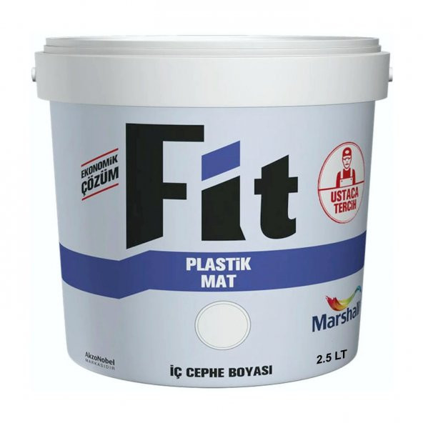 MARSHALL Fit Plastik Su Bazlı İç Cephe Duvar Boyası 2.5LT=3.5KG-Kokusuz-Kolay Uygulanr-Damlatma Yapmaz - 1