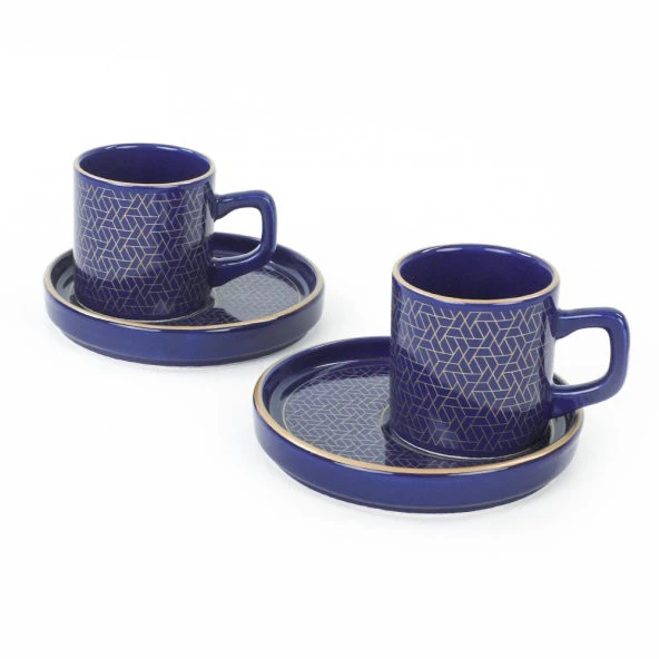 Keramika Dora Cobalt Coffee Cup Set | 4 Pieces for 2 Persons - 2