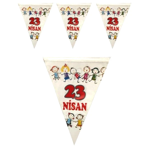 23 Nisan Yazılı Üçgen ipli Flama Bayrak - 1 Adet - 2
