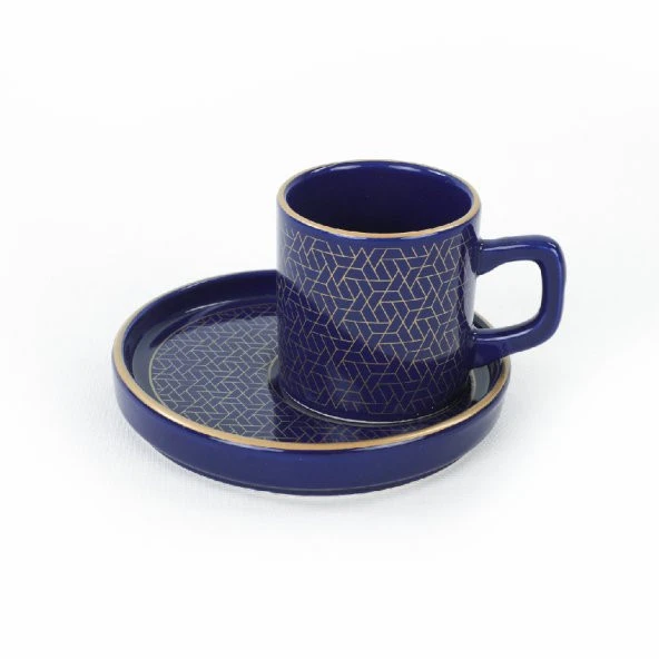 Keramika Dora Cobalt Coffee Cup Set | 4 Pieces for 2 Persons - 3