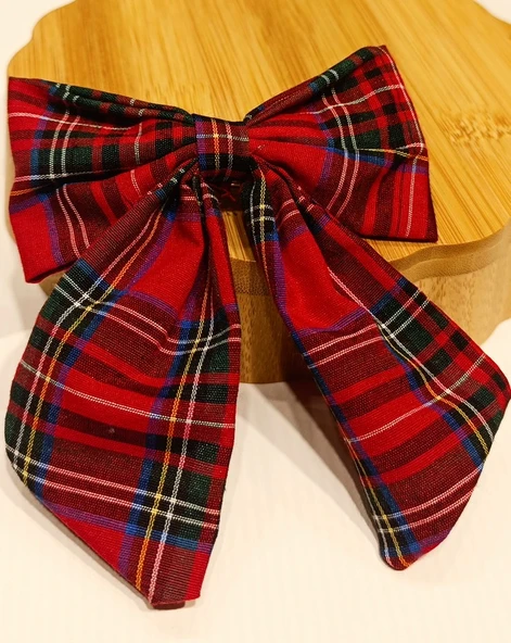 Monalisa Home Lüks Ekose Desenli Gösterişli Fiyonk Klips Toka ürün görseli