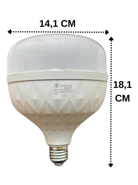 (2 Adet) Osaka 60W (350W) Beyaz Işık E27 Duylu (Kalın Duy) Led Torch Ampul - Resim 3