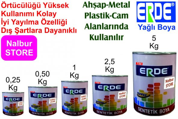 ERDE Yavuz Sentetik Yağlı Boya 1Kg-Metal-Ahşap-Plastik-Cam Vb.Yüzeylerde Rahatça Kullanılır-TSE - 3