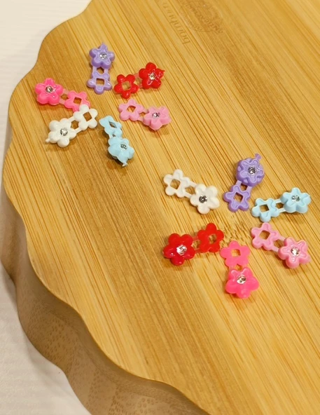 Monalisa Home 14 Adet Lüks Figürlü Renkli Küçük Saç Örgü Süs Toka ürün görseli