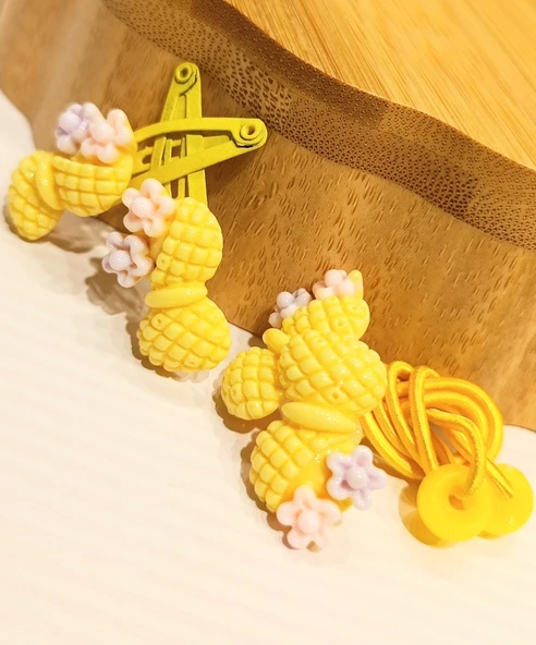 Monalisa Home İkili Sarı Lüks Figürlü Küçük Lastik Ve Çıtçıt Toka ürün görseli