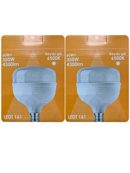 (2 Adet) Osaka 60W (350W) Beyaz Işık E27 Duylu (Kalın Duy) Led Torch Ampul