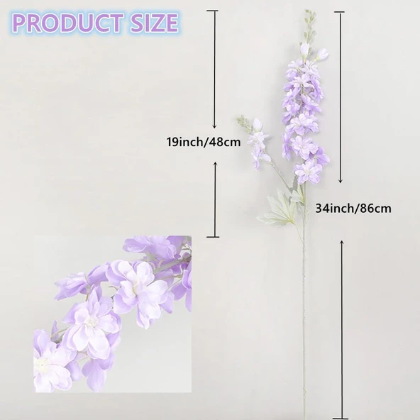 Nettenevime Yapay Çiçek Lila Sümbül Tek Dal Tomurcuklu 85*15cm Kumaş Çiçek Uzun Dal - Resim 5