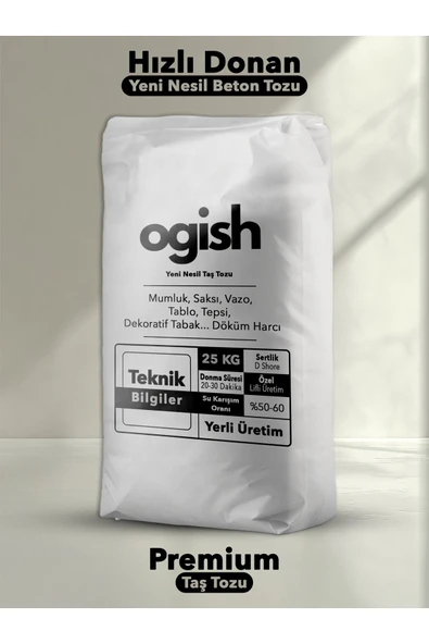 Premium Taş Tozu - Hızlı Donan Profesyonel Taş Tozu - Mumluk & Vazo Döküm Beton Harcı | 25 KG |
