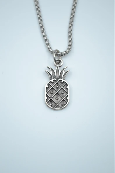 Ananas Gümüş Kaplama Örme Zincir Kolye ürün görseli 1