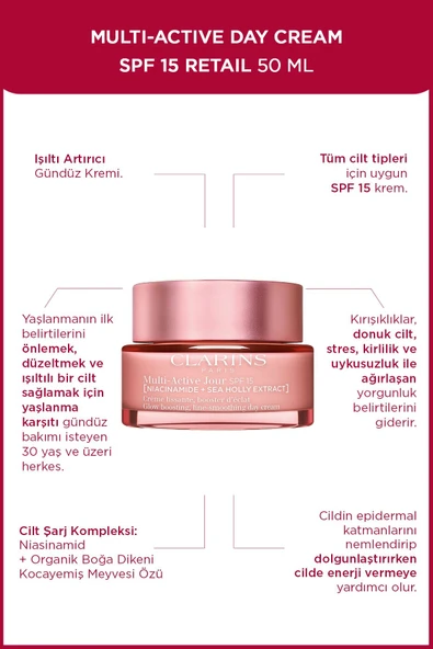 Clarıns Multı-actıve Day Cream Spf 15 50ml - Gündüz Kremi Spf 15 ürün görseli