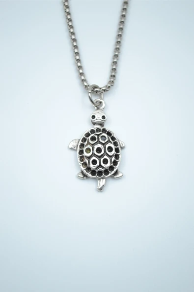 Kaplumbağ Gümüş Kaplama Örme Zincir Kolye ürün görseli 1