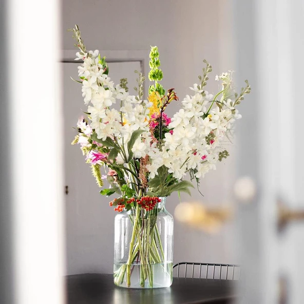 Nettenevime Yapay Çiçek Krem Sümbül Tek Dal Tomurcuklu 85*15cm Kumaş Çiçek Uzun Dal - Resim 7