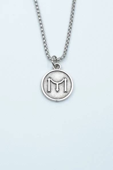 Kayı Boyu İyi Madalyon Gümüş Kaplama Örme Zincir Kolye ürün görseli 1