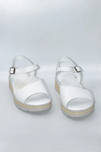 Kadın Beyaz Hakiki Deri Comfort Sandalet ve Ayakkabı - ( DRN-484 ) - 3