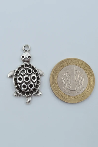 Kaplumbağ Gümüş Kaplama Örme Zincir Kolye - Resim 4