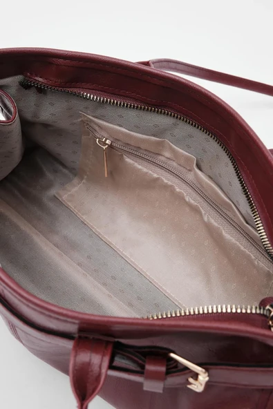 Vintage Suni Deri Baget Omuz Çanta - 5