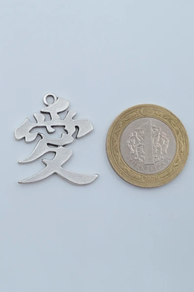 Çin Aşk Sembolü Gümüş Kaplama Örme Zincir Kolye - Resim 4