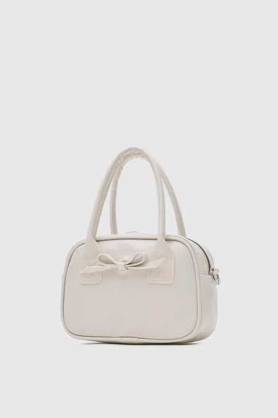 Kurdele Detaylı Deri El ve Omuz Çantası