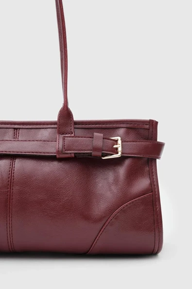 Vintage Suni Deri Baget Omuz Çanta - 3